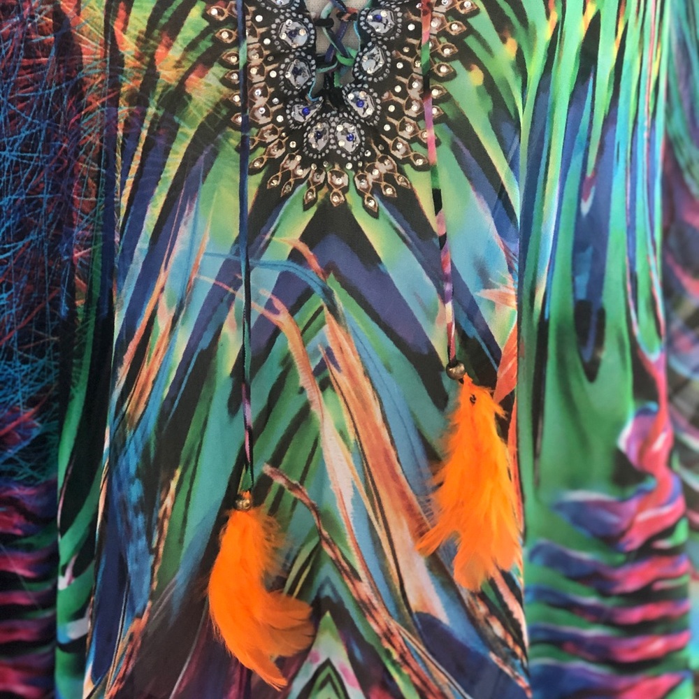 NWOT Feathered Swim Cover Up